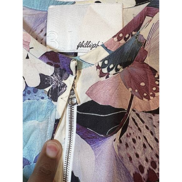 PHILLIP LIM Purple Scrapbook Floral Print Blouse with‎ Hidden Zipper Size 4 - Picture 5 of 9